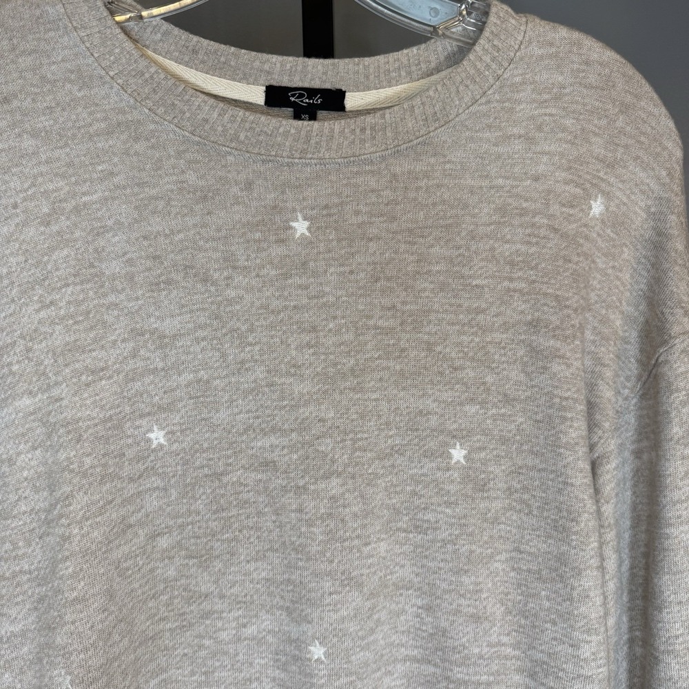 Rails Pullover Womens X Small Ramona Embroidered Stars Sweatshirt‎ Heather Brown - Picture 2 of 9